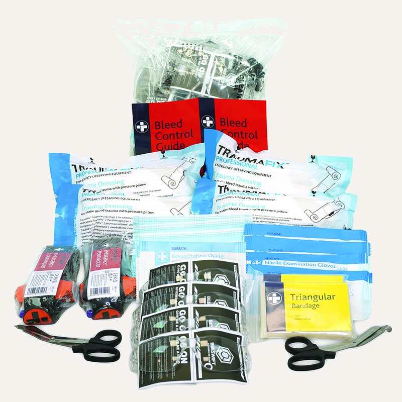6746 Public Access Trauma (PAcT) First Aid Kit - Red Poly Bag Contents