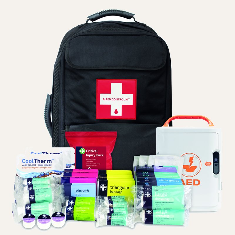 [PTQ-100003921] BS8599-1:2019 Hybrid Critical Injury Kit including Mediana Pro A16 HeartOn Fully Automatic Defibrillator