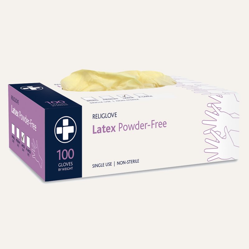 [PTQ-100003943] Latex Powder-Free Gloves, Box of 100 (Large)