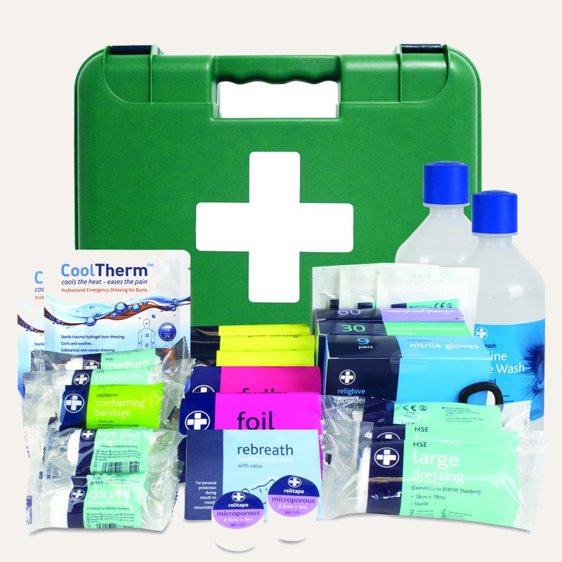 [PTQ-100004200] Workplace BS8599-1:2019+A1:2026 First Aid & Eye Wash Kit, Green, Titan Box (Medium)