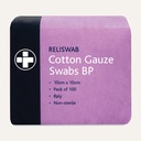 Reliswab Cotton Gauze Swabs BP, Pack of 100