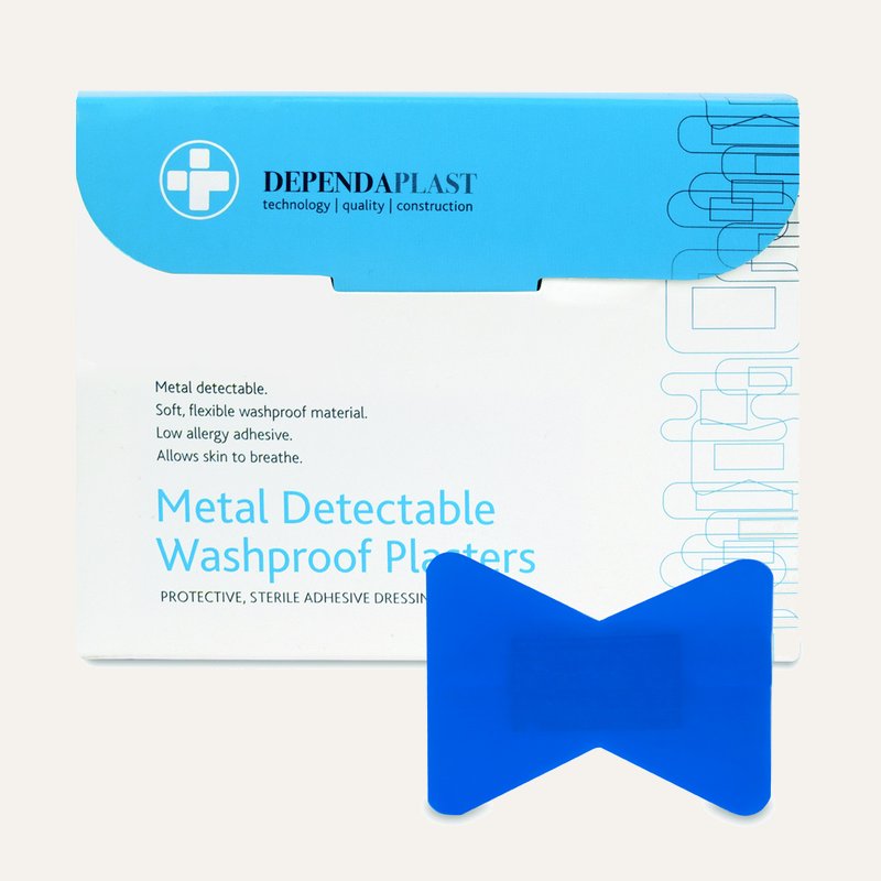 [PTQ-100004351] Dependaplast Metal Detectable Washproof Plasters Fingertip, Blue, Box of 50