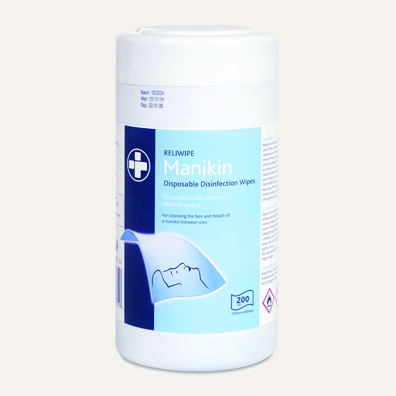 Reliwipe Manikin Disposable Disinfectant Wipes, Drum of 200