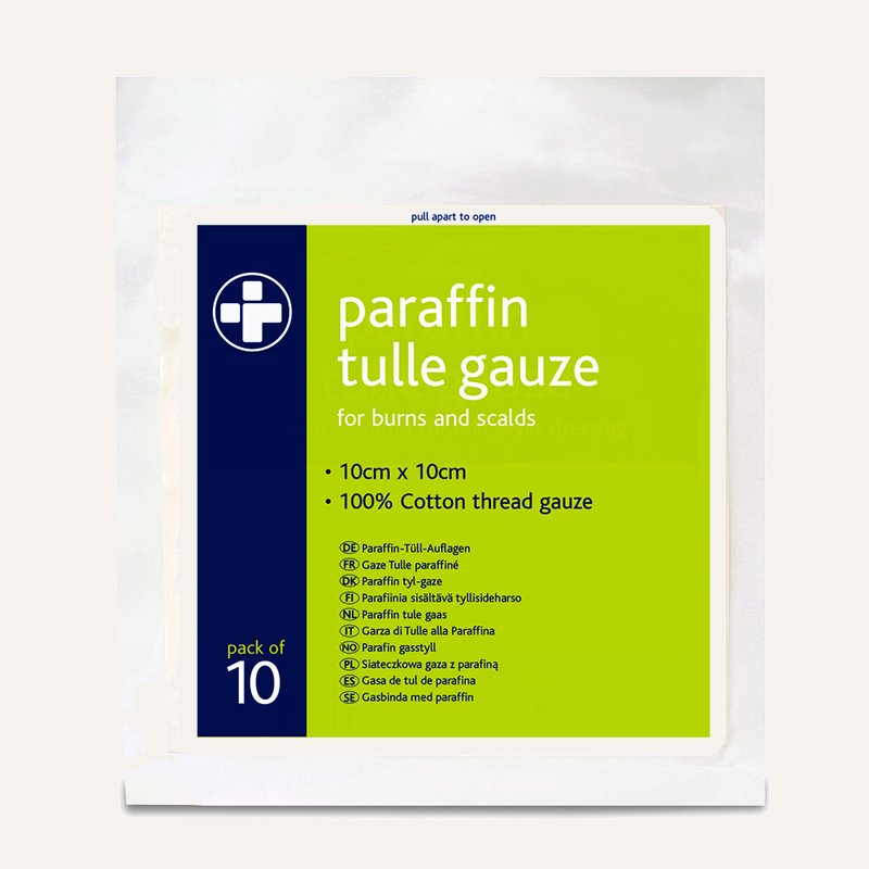 [PTQ-100004433] Paraffin Tulle Gauze, 10cm x 10cm, Pack of 10