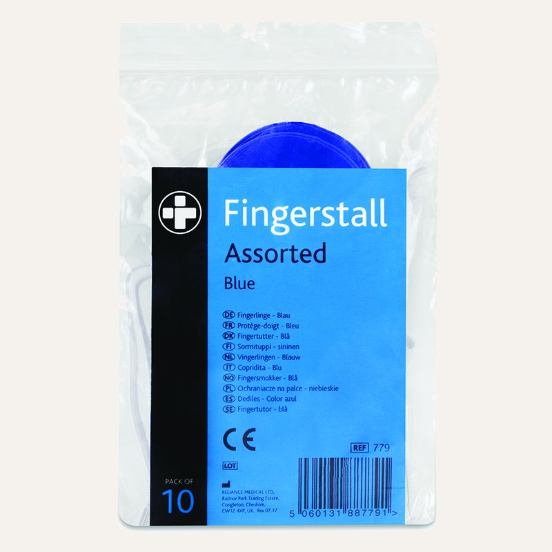 [PTQ-100004443] Fingerstall, Assorted, Blue, Pack of 10