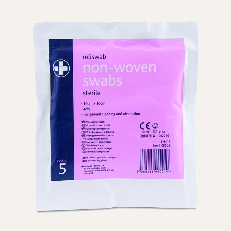 [PTQ-100004517] Reliswab Non-Woven Swabs, Pack of 5 (10cm x 10cm)