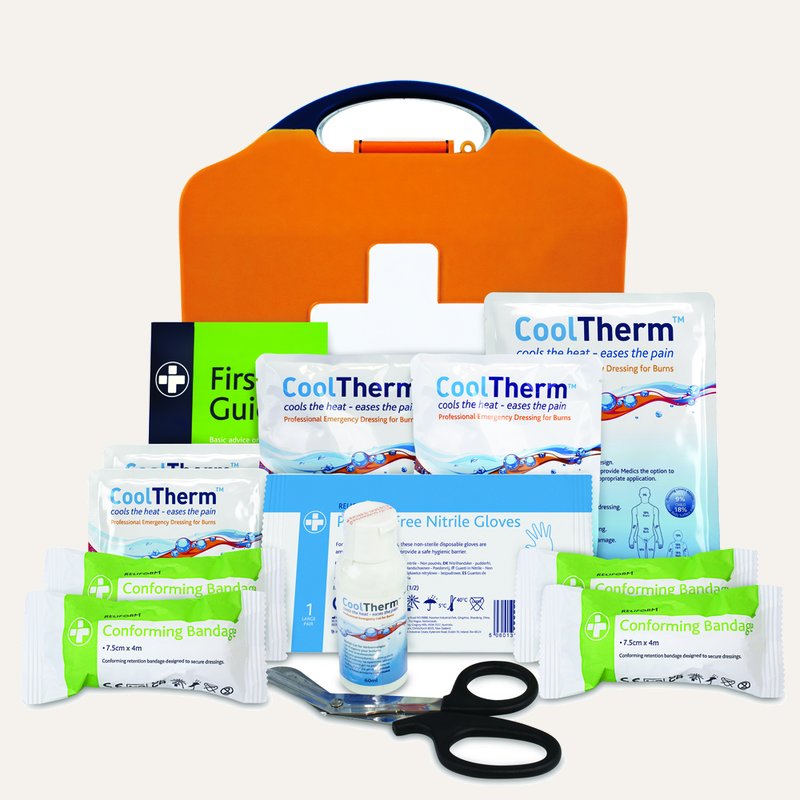 Burns BS8599-1:2019+A1:2026 First Aid Kit, Aura3 Box, Small, Orange (Burns)