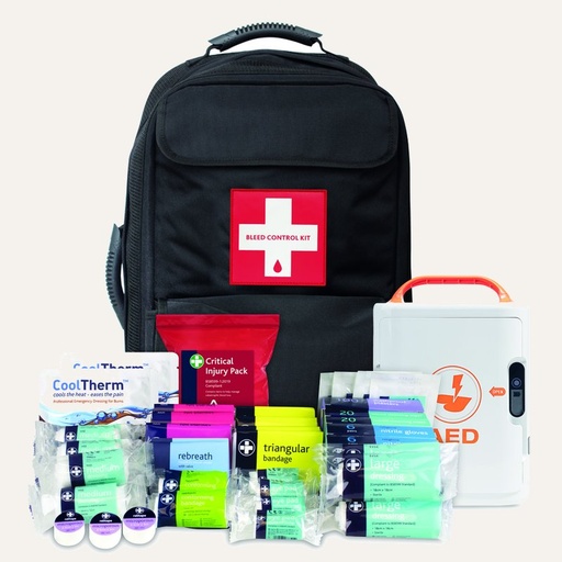 BS8599-1:2019 Hybrid Critical Injury Kit including Mediana Pro A16 HeartOn Fully Automatic Defibrillator