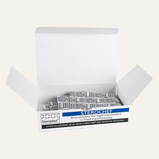 Sterochef Blue Detectable Plasters, Boxed